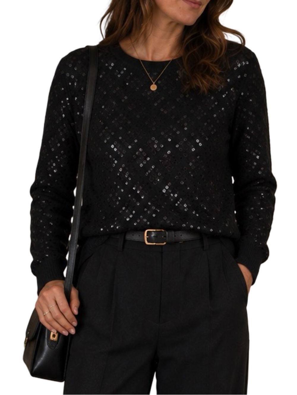 The Cashmere Project Cashmere Wool Embellished Sequined Sweater NWT Small Black